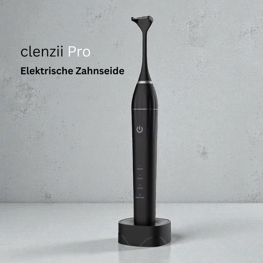 Clenzii Pro elektrische Zahnseide Schwarz mit Ladestation