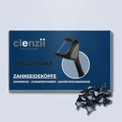 Ersatz-Zahnseideköpfe in Schwarz für elektrische Zahnseide zur gründlichen Zahnzwischenraumreinigung