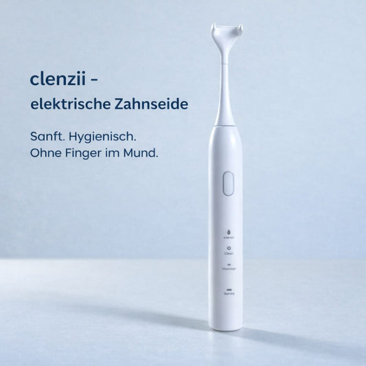 Clenzii elektrische Zahnseide in Weiss – hygienische Zahnzwischenraumpflege ohne Finger