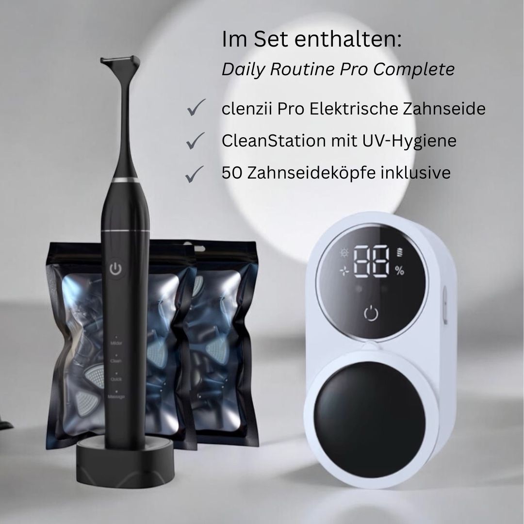 Clenzii Pro Daily Routine Complete Set mit CleanStation und 50 Ersatzköpfen