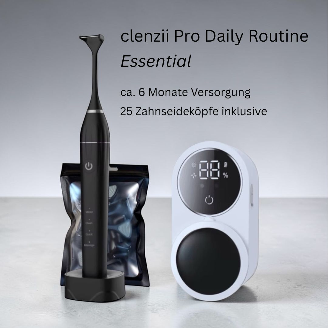Clenzii Pro Daily Routine Essential Set mit CleanStation und Ersatzköpfen